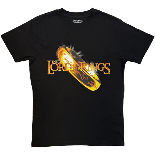 Lord of the Rings Unisex T-Shirt: Shiny Gold Ring (Black)