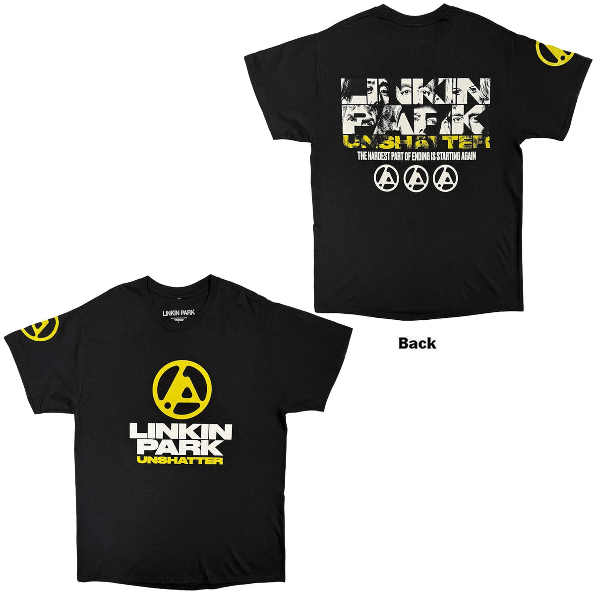 Linkin Park Unisex T-Shirt: Unshatter The Hardest Part (Black) (Back Print)