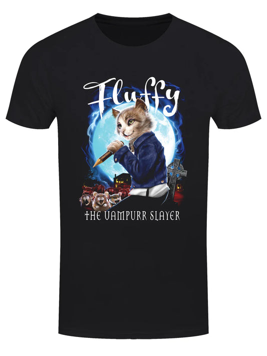 Horror Cats Fluffy The Vampurr Slayer Men's Black T-Shirt