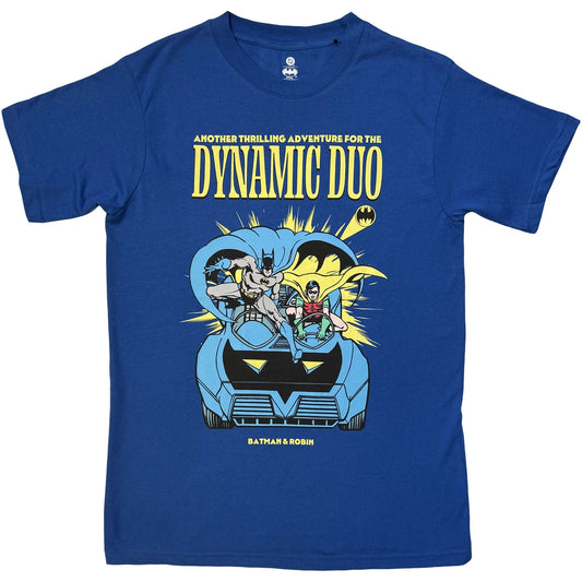 DC Comics Unisex T-Shirt: Batman Batman Batman & Robin Dynamic Duo (Blue)