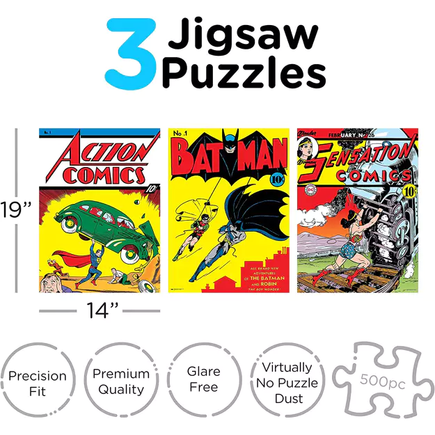 DC Comics Set Of 3 Puzzles (500pc) Merch Church Merthyr