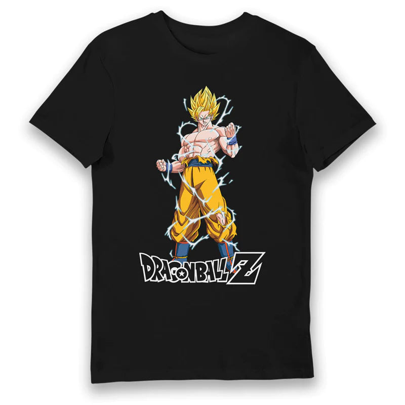 Dragon Ball Z - Goku Lightning Glow In The Dark Tee Merch Church Merthyr