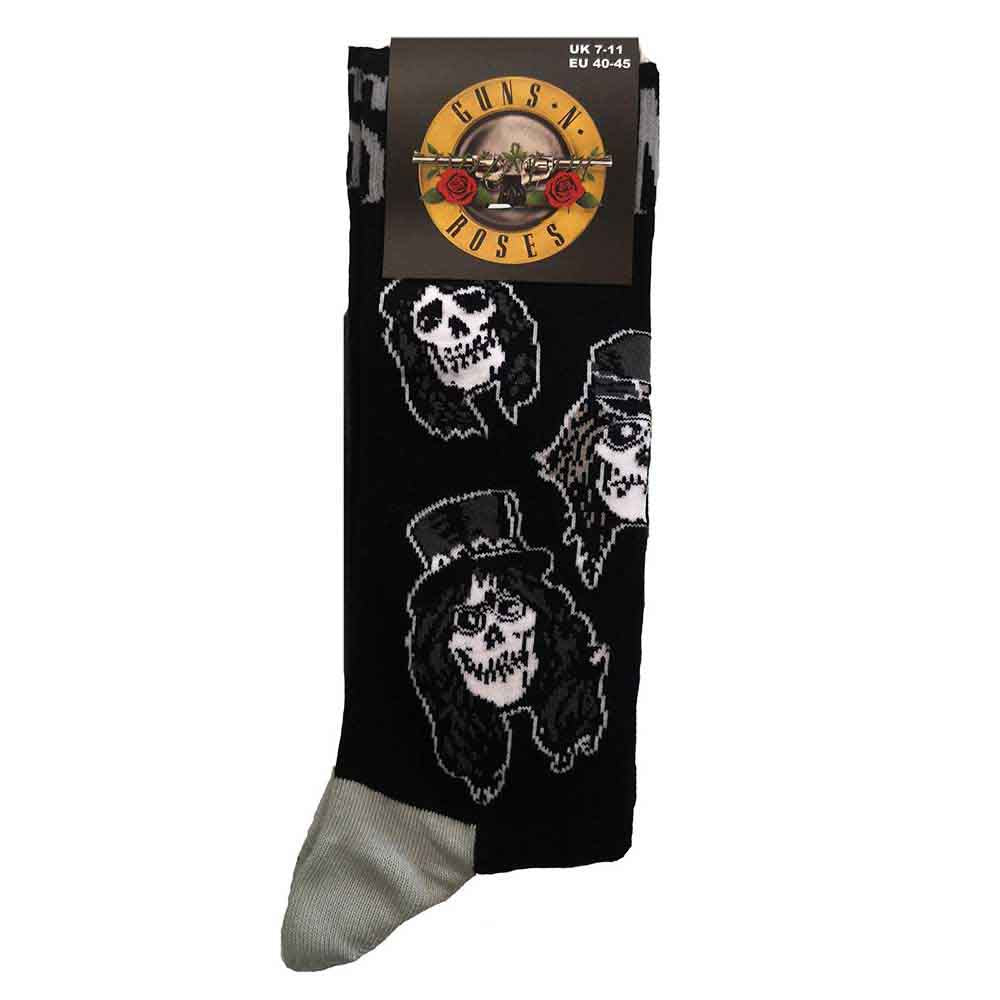 Guns N Roses - Skulls Band (B&W) Socks