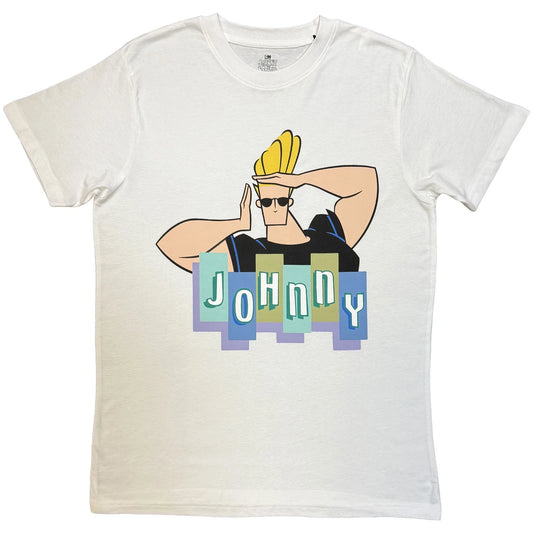 Johnny Bravo Unisex T-Shirt: Posing Logo (White)
