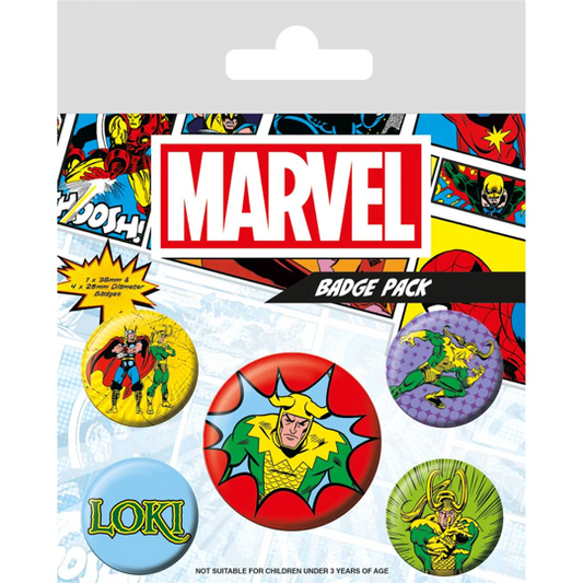 Loki Comic Badge Pack 5pk Merch Church Merthyr