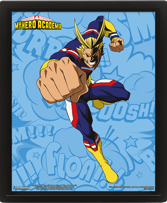 My Hero Academia - All Might Framed Lenticular Print Merch Church Merthyr