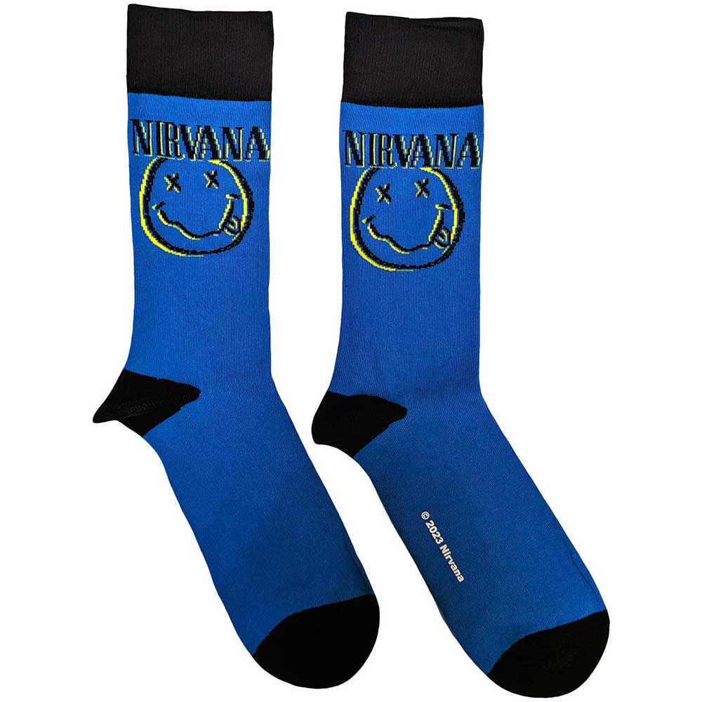 Nirvana Blue Smiley Socks Merch Church Merthyr