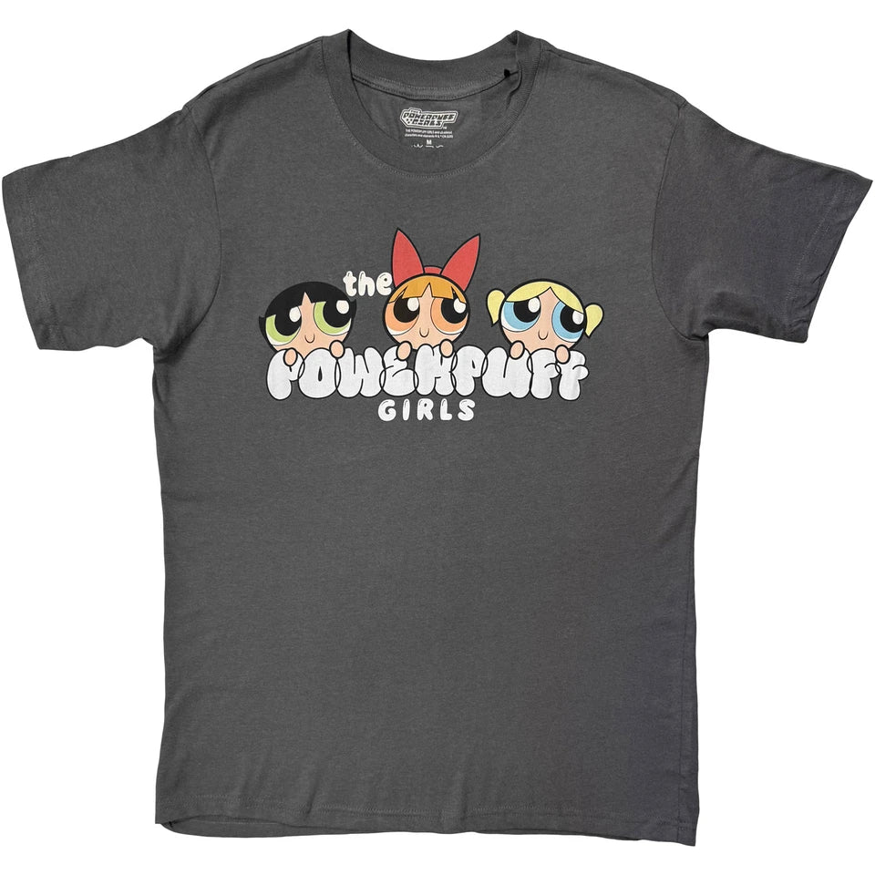 Power Puff Girls Unisex T-Shirt: Bubble Text (Charcoal Grey)