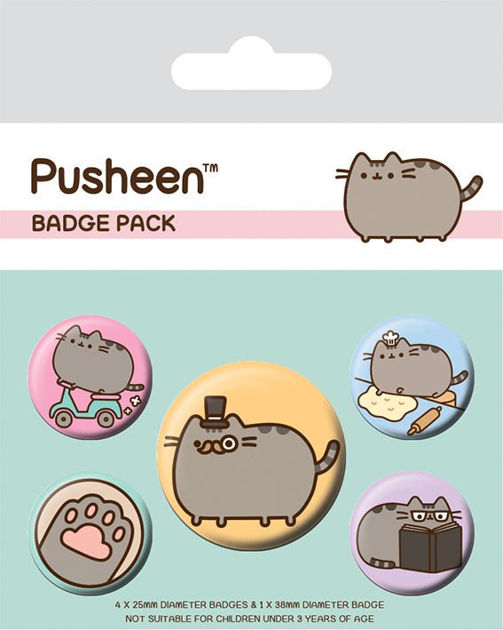 Pusheen Badge Pack (5pk) - Fancy Merch Church Merthyr