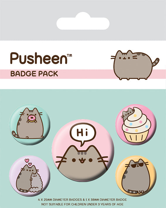 Pusheen badge pack (5pk) - Hi Merch Church Merthyr