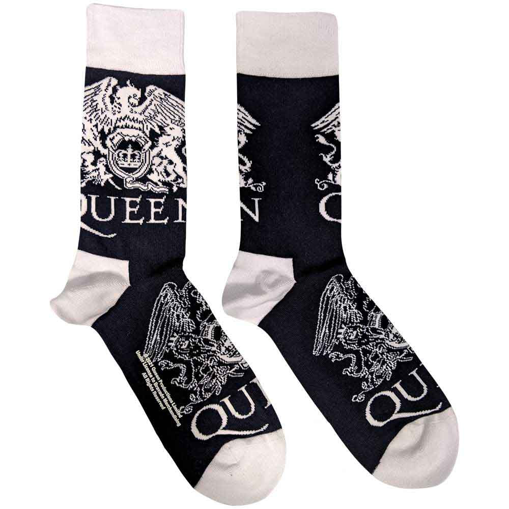 Queen Crest Navy and White Socks