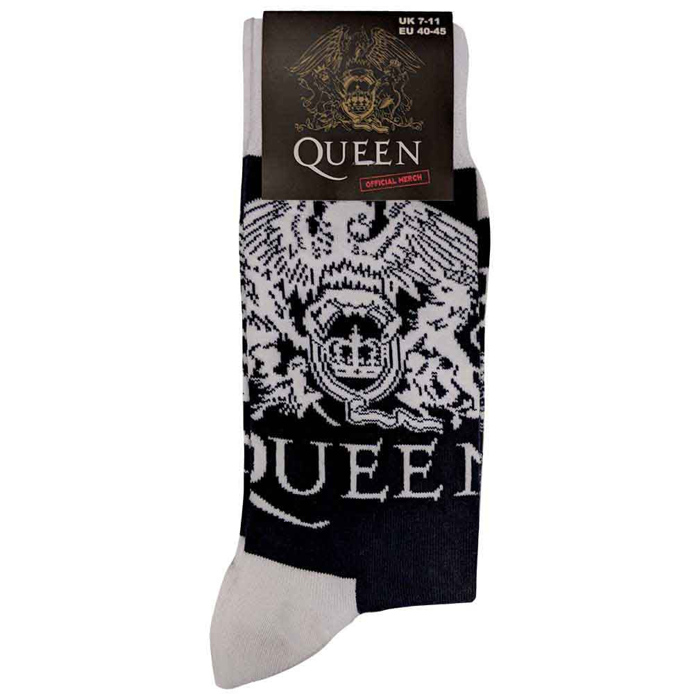 Queen Crest Navy and White Socks