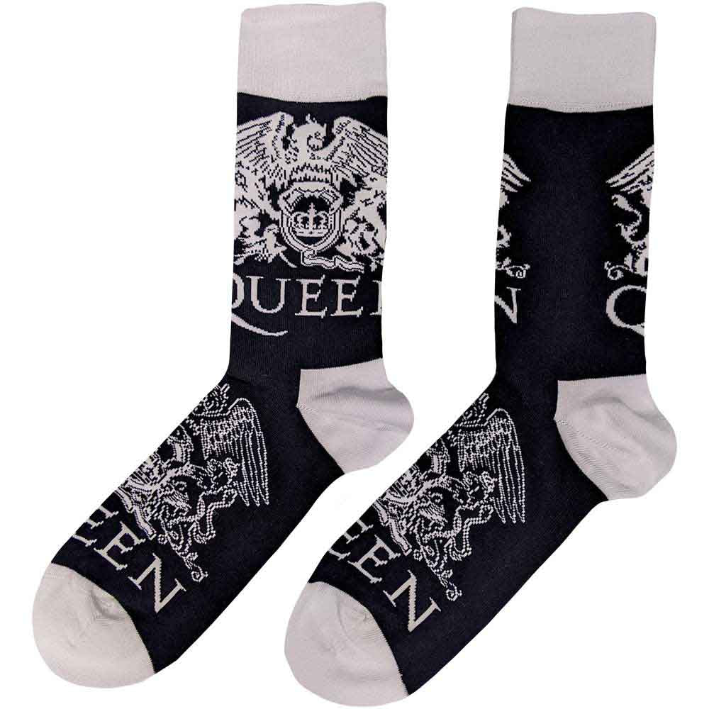 Queen Crest Navy and White Socks