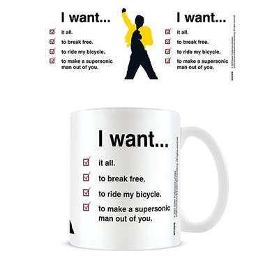 Queen - Freddie Checklist Mug Merch Church Merthyr