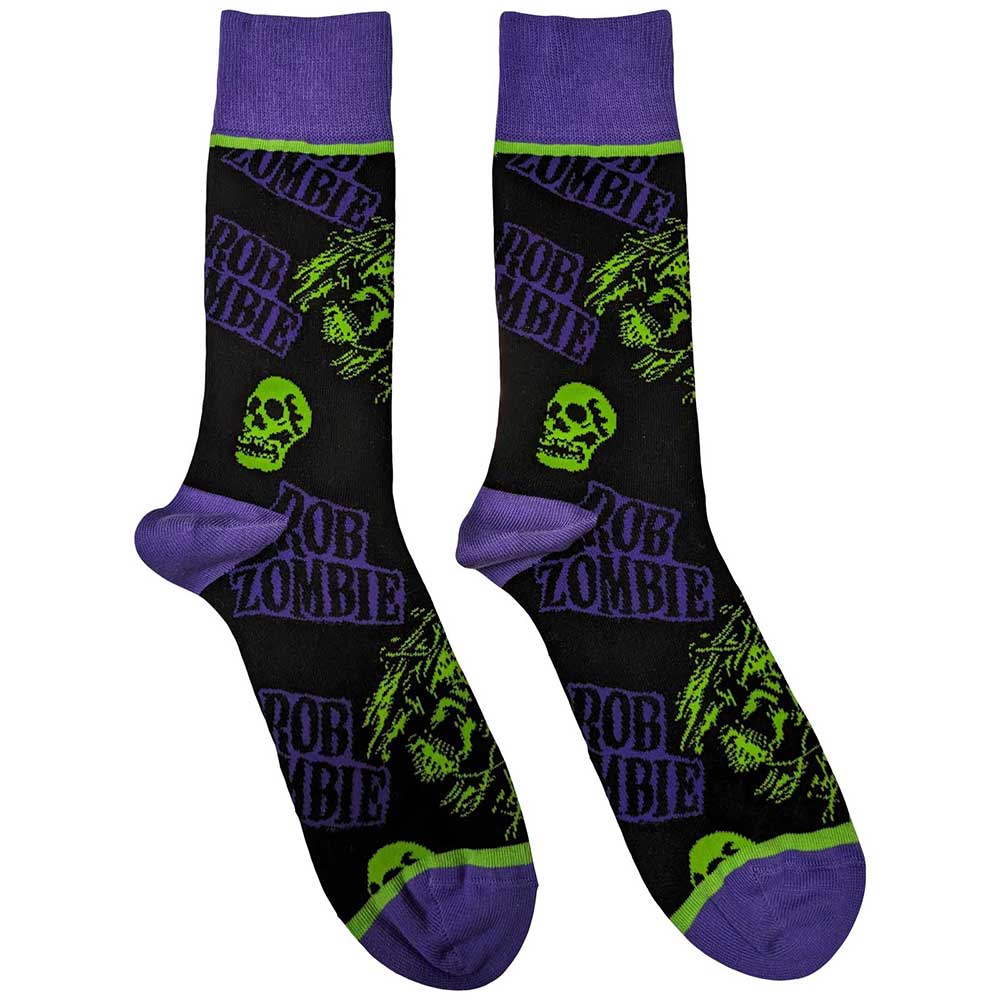 Rob Zombie -Skull Face Purple Socks