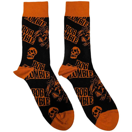 Rob Zombie -Skull Face Orange Socks