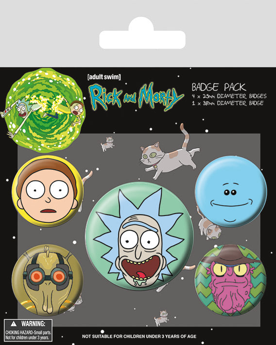 Rick and Morty Badge Pack (5pk) Merch Church Merthyr