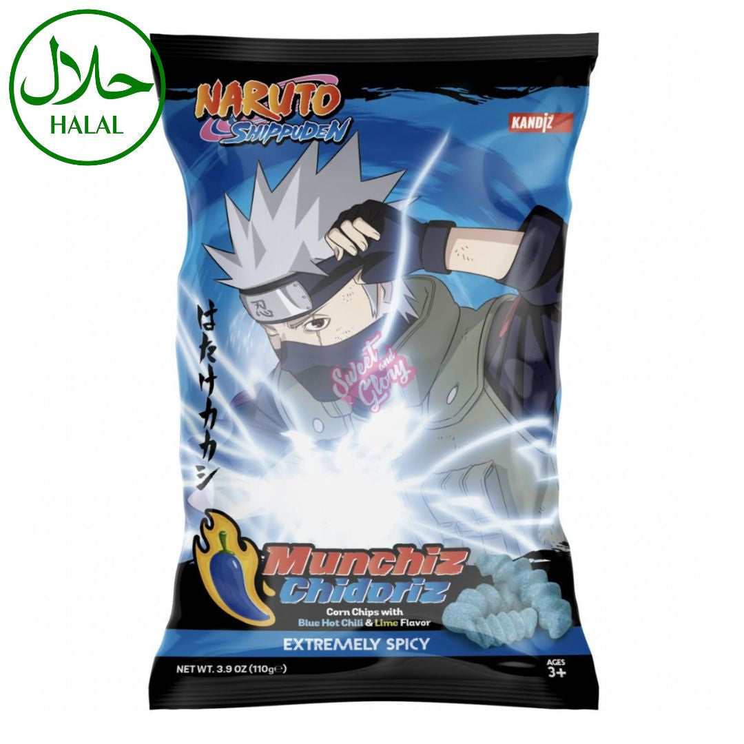 Naruto Munchiz Chidoriz (Blue Hot Chilli and Lime) Corn Chips (110g)